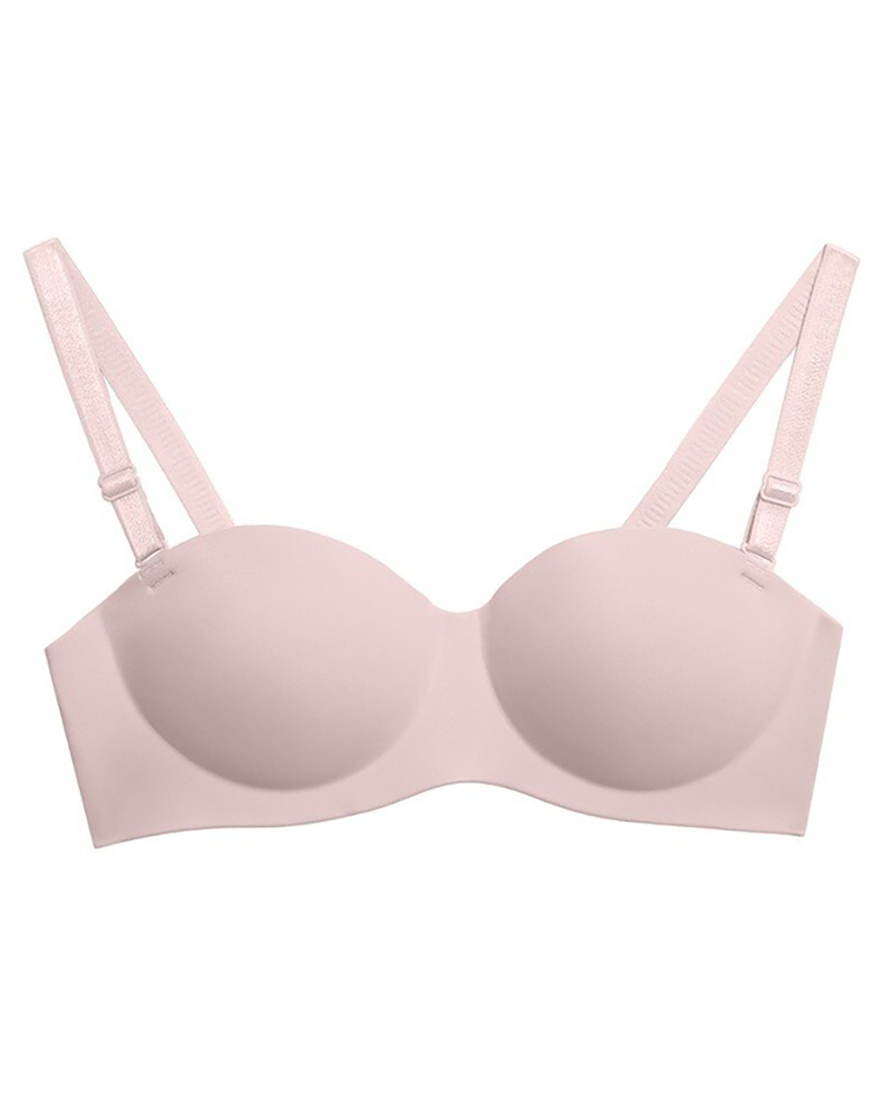 

Push Up Breathable Seamless Plain Bralette, Pink