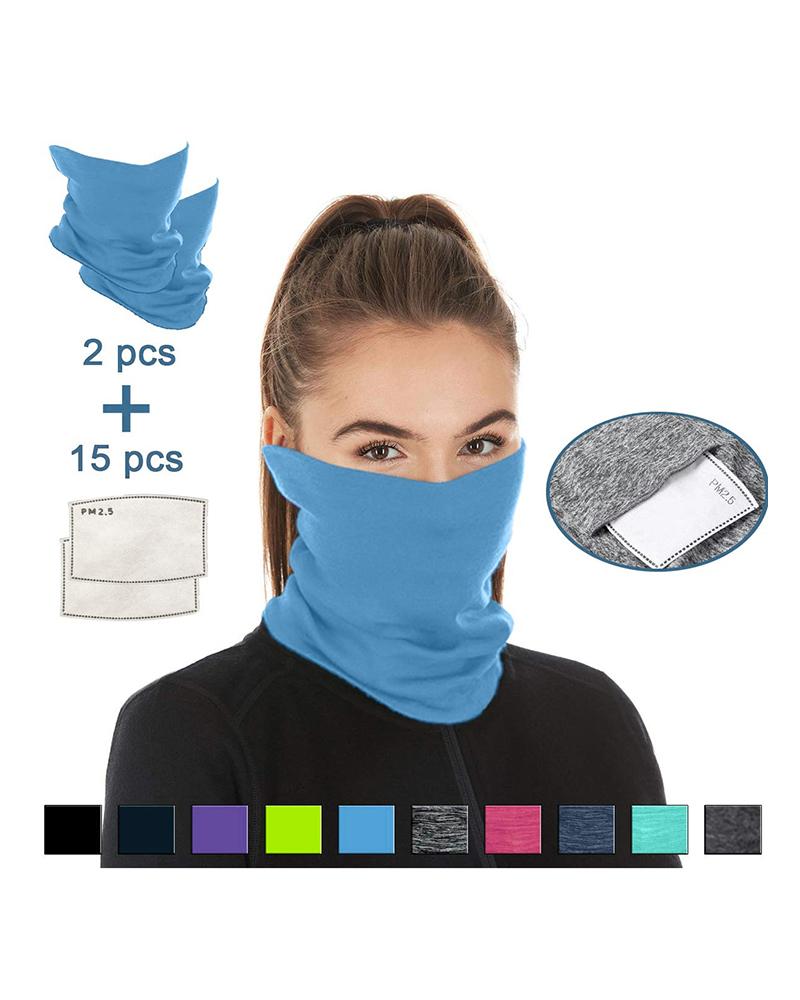 

Breathable Face Bandana Magic Scarf Headwrap Balaclava With 15PCS Replaceable Filter, Blue