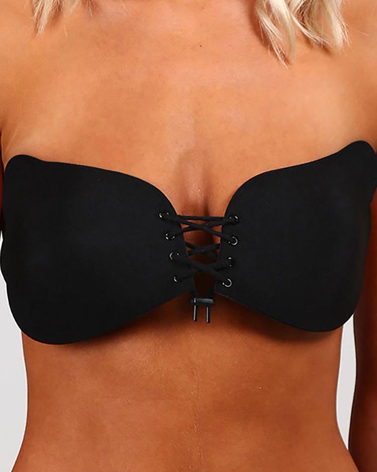 

Breathable Self-Adhesive Push Up Strapless Bra, Black