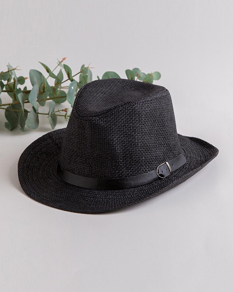

Solid Belt Patchwork Cowboy Hats, Black