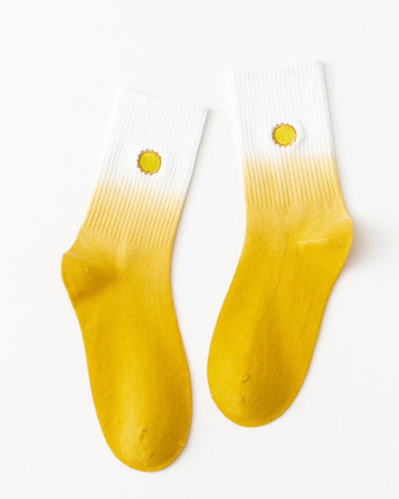 

Ombre Tie Dye Print Long Socks, Yellow