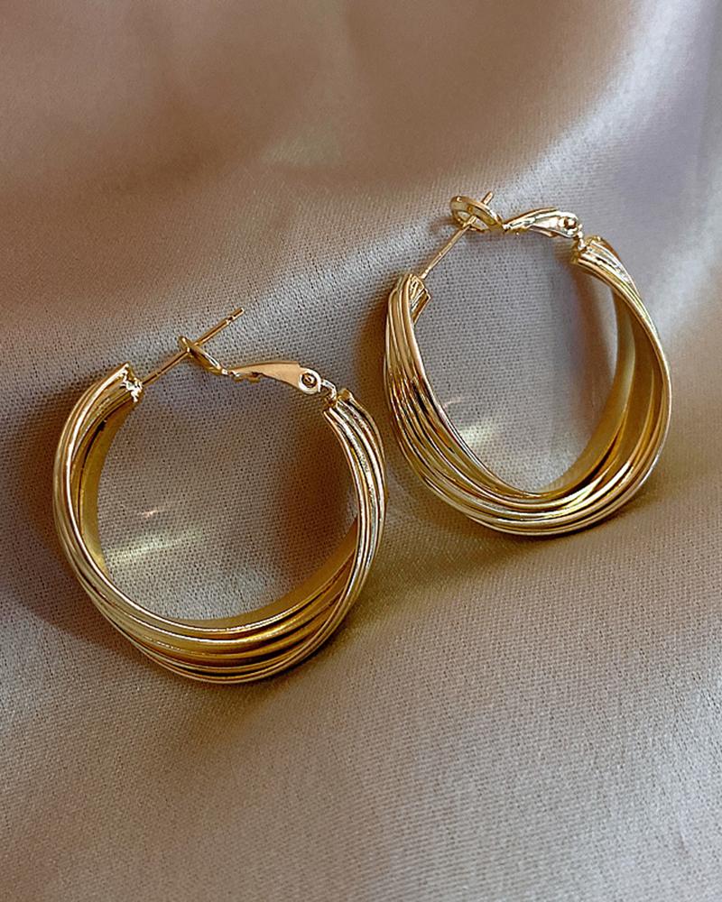 

1Pair Minimalist Geometric Hoop Earrings, Gold