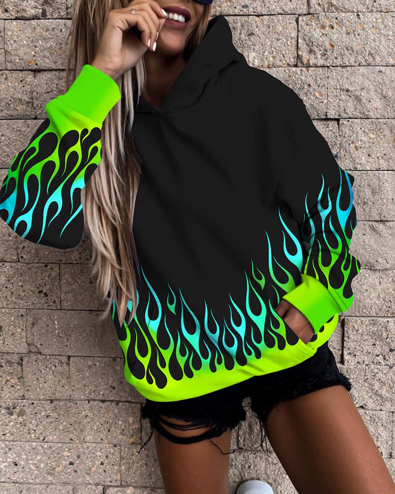 

Halloween Graphic Print Colorblock Long Sleeve Hooded Sweatshirt, Style3