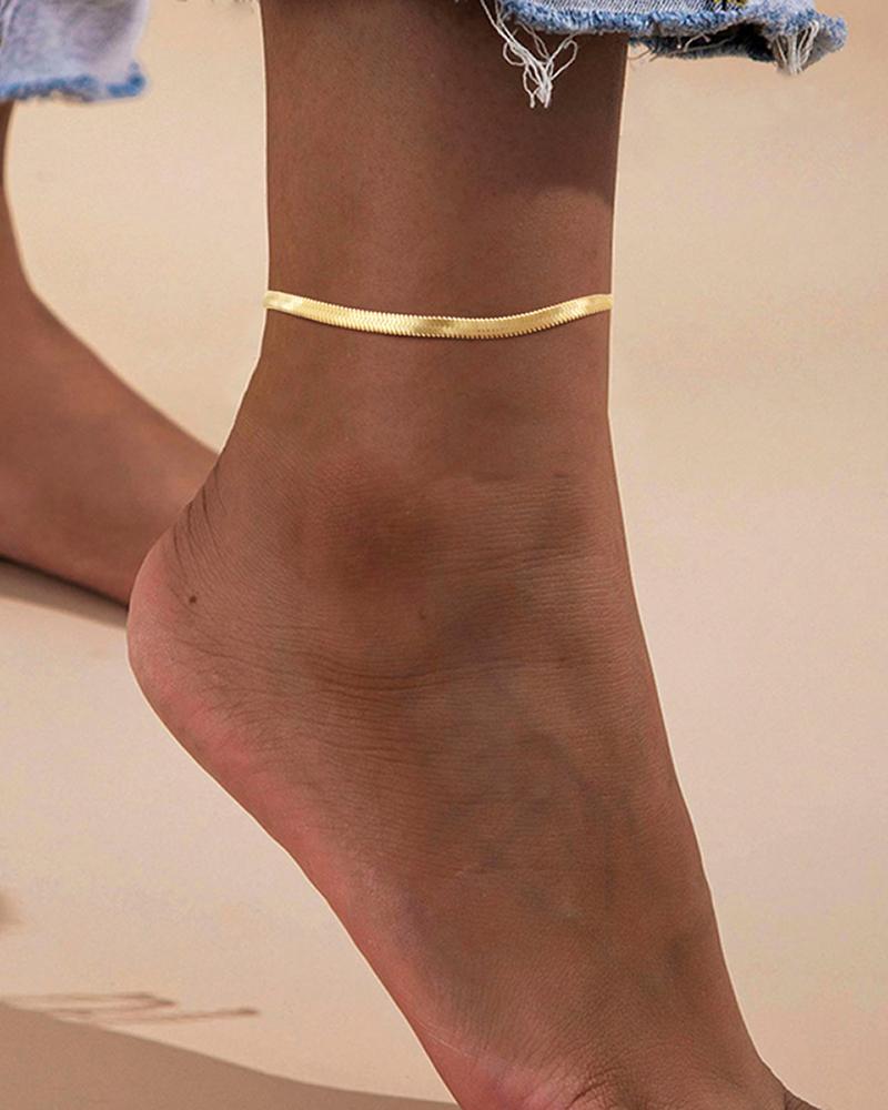 

1pcs Stainless Steel Adjustable Snake Chain Anklet, Gold