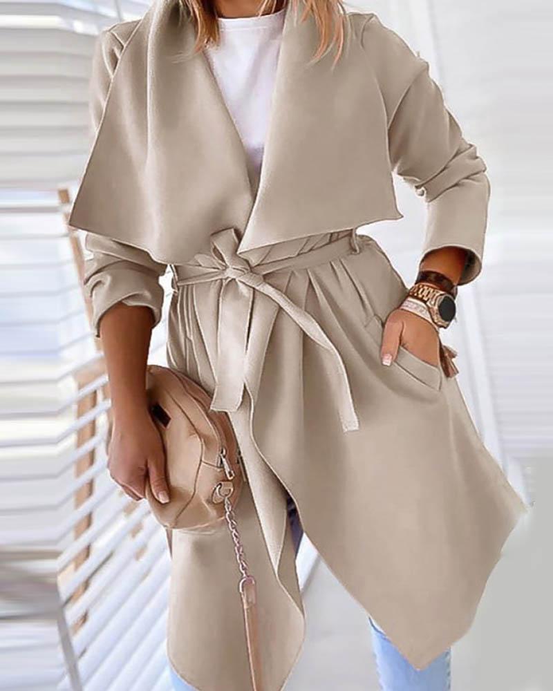 

Solid Pocket Design Long Sleeve Casual Cardigan, Khaki