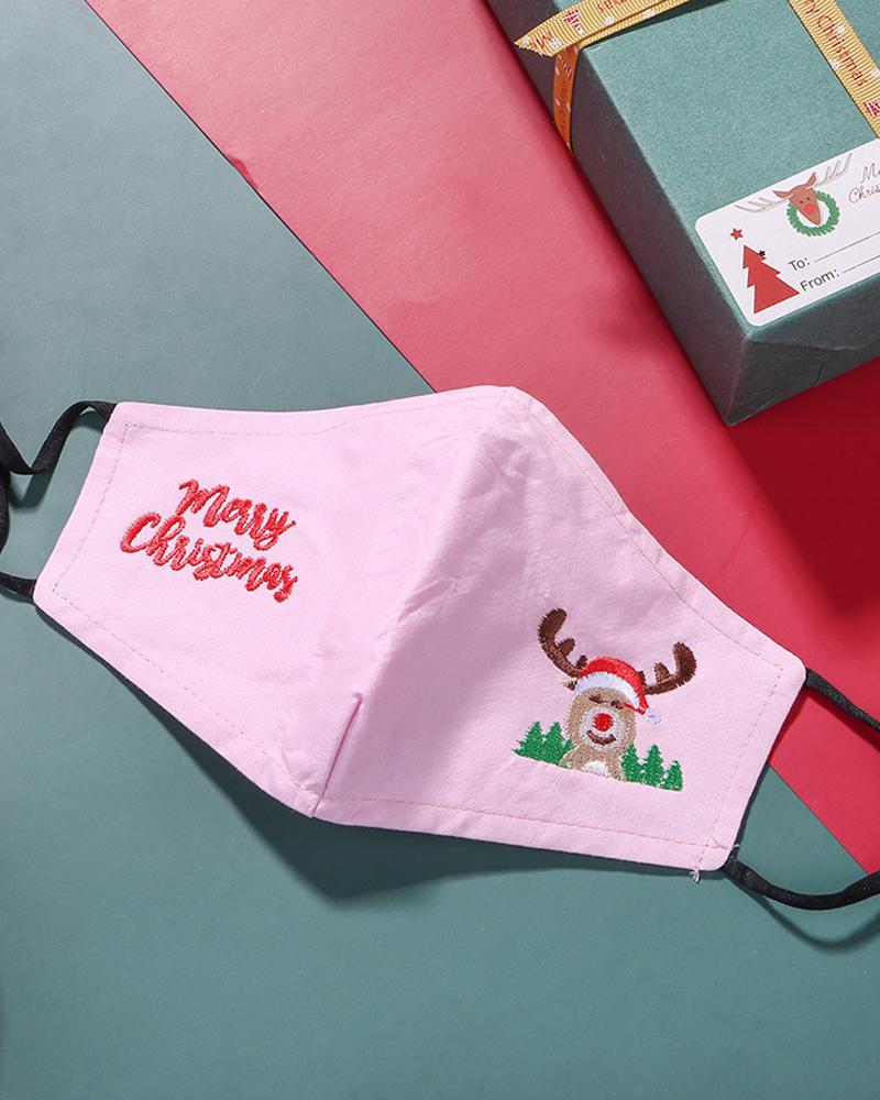 

Christmas Pattern Embroidery Face Mask With Filter For Adult, Style17