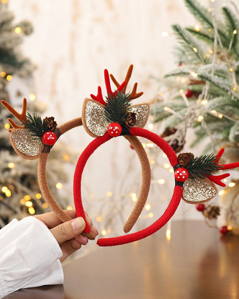 

1pc Christmas Antler Headband Hair Accessories Christmas Party Cosplay Headpiece Xmas Gift, Red
