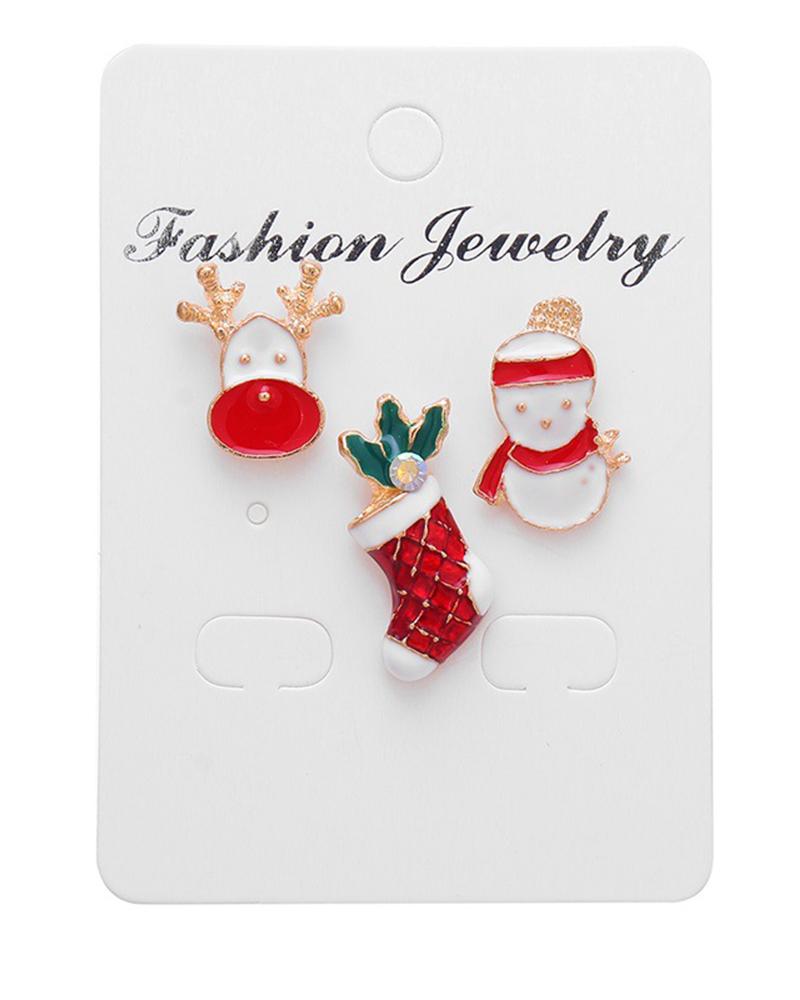 

3pcs Christmas Cartoon Graphic Brooches Set, Style3