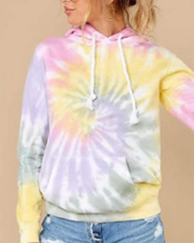 

Tie Dye Gradient Long Sleeve Loose Sweatshirts, Pink