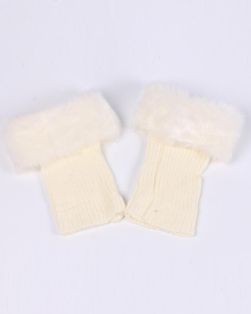 

Fluffy Winter Short Cable Knit Leg Warmers Boot Socks, White