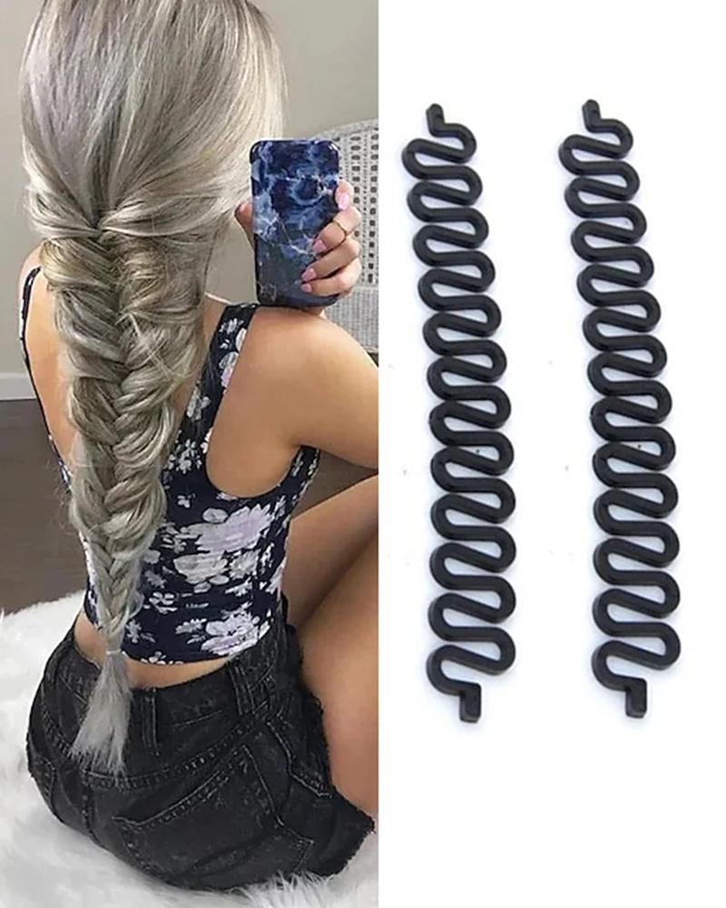 

19pcs Hair Styling Spiral Pleat Tools Hook Magic French Braid Twist Hair Accessories For Easy Hairstyles, Black