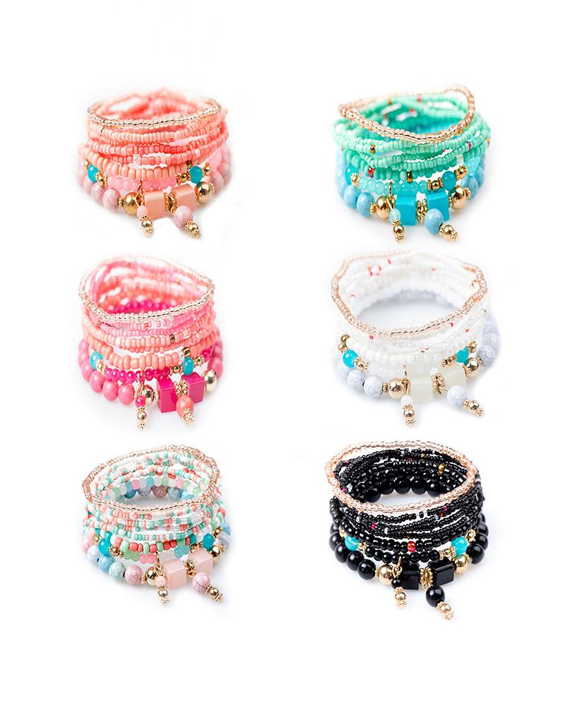 

8PCS Bohemian Beaded Multilayer Bracelet, Multicolor