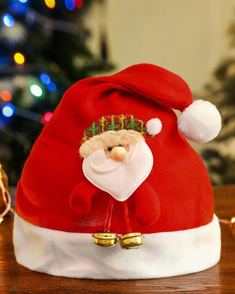 

Cartoon Bear Pattern Pom Pom Christmas Hat, Style1