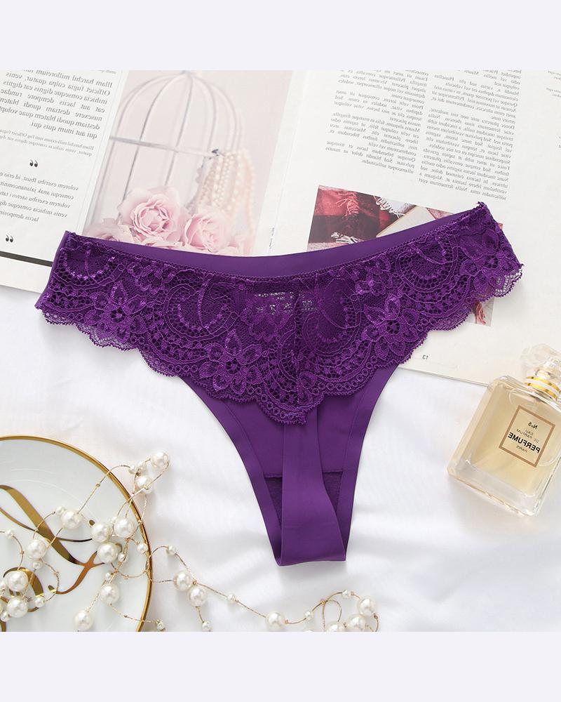 

Sexy Lace Skinny Thong Panties, Purple