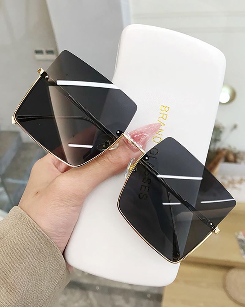 

1Pair Retro Half Metal Frame Square Tinted Sunglasses, Style1
