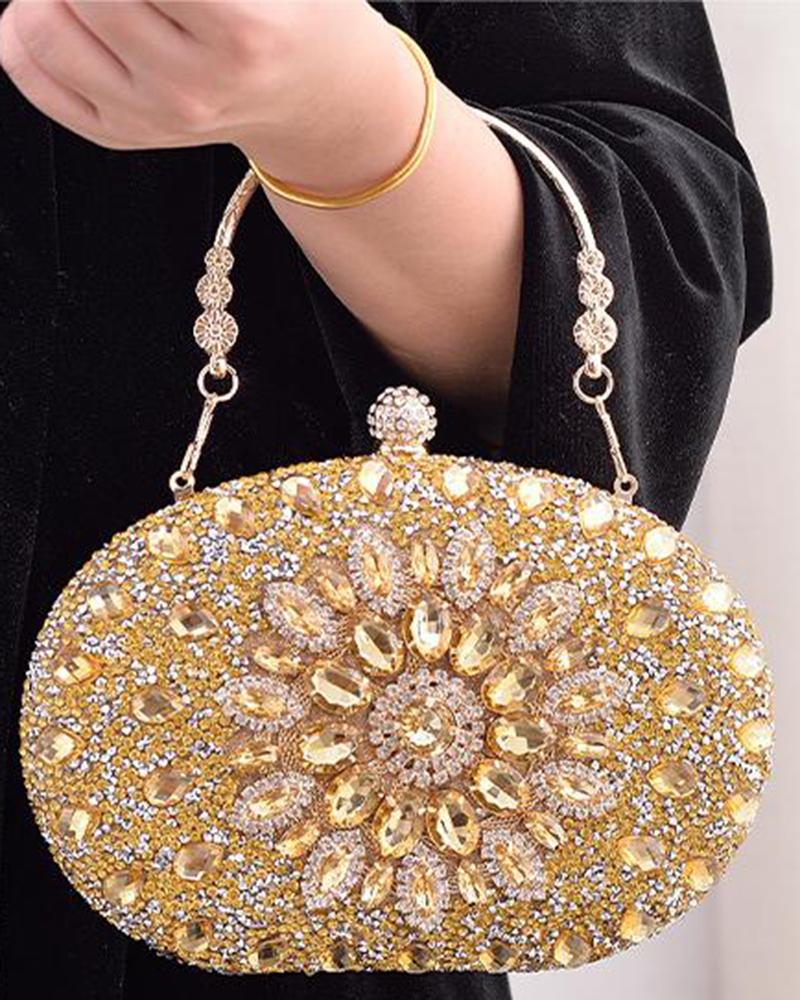 Bolso de noche con asa superior de diamantes de imitación