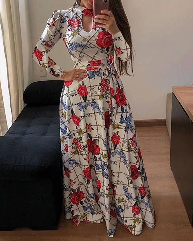 

Long Sleeve Cutout Maxi Dress, White