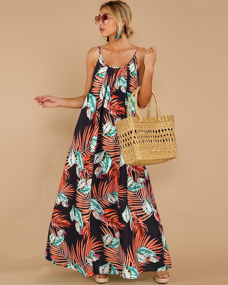 

Tropical Print Cami Maxi Dress, Orange