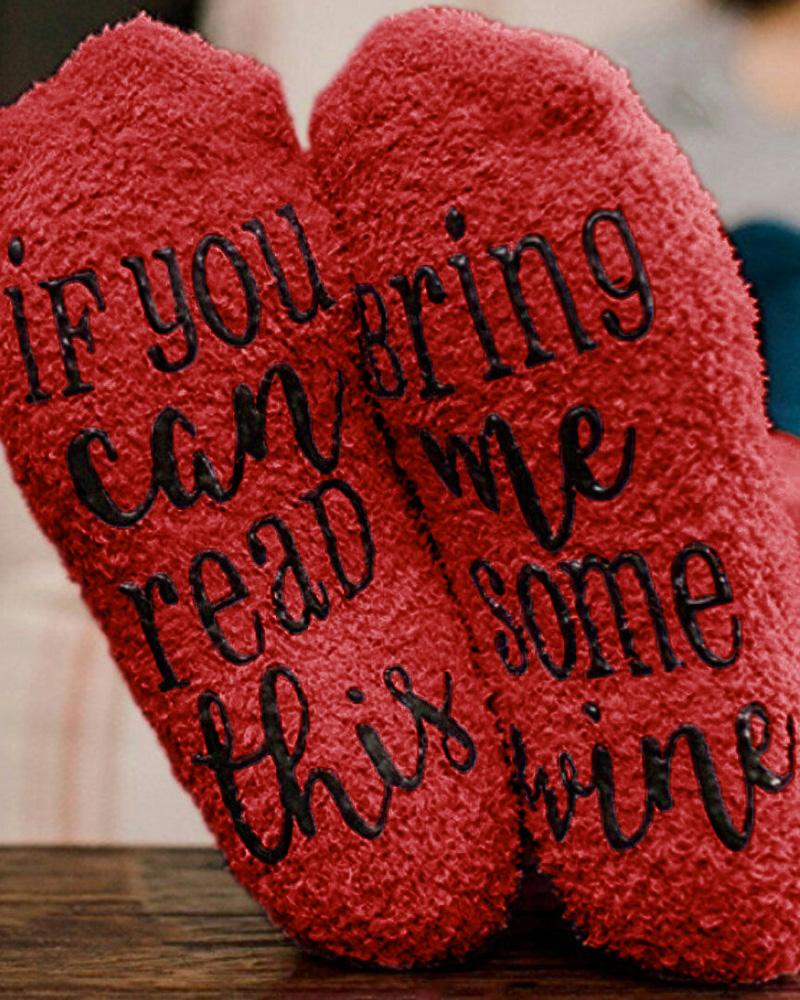 

1Pair Funny Letter Print Crew Socks, Red