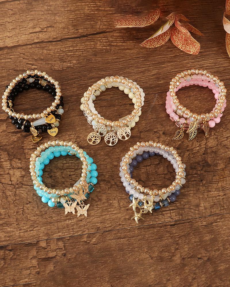 

1pc Vintage Bohemian Multilayered Stackable Beaded Summer Beach Surfing Bracelet, White