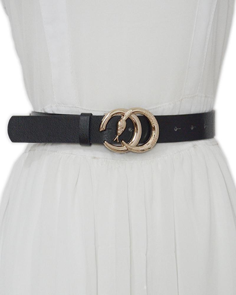 

1pc Double Snake-Shaped Buckle Belt, Black