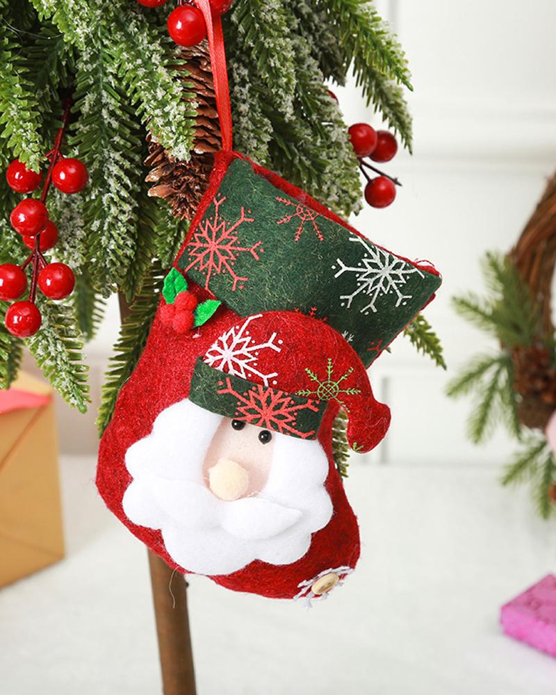 

1pc Christmas Stocking Hanging Stocking Christmas Tree Decoration Ornament Decoration Spoon Fork Bag Kids Gift Party Supplies, Style3