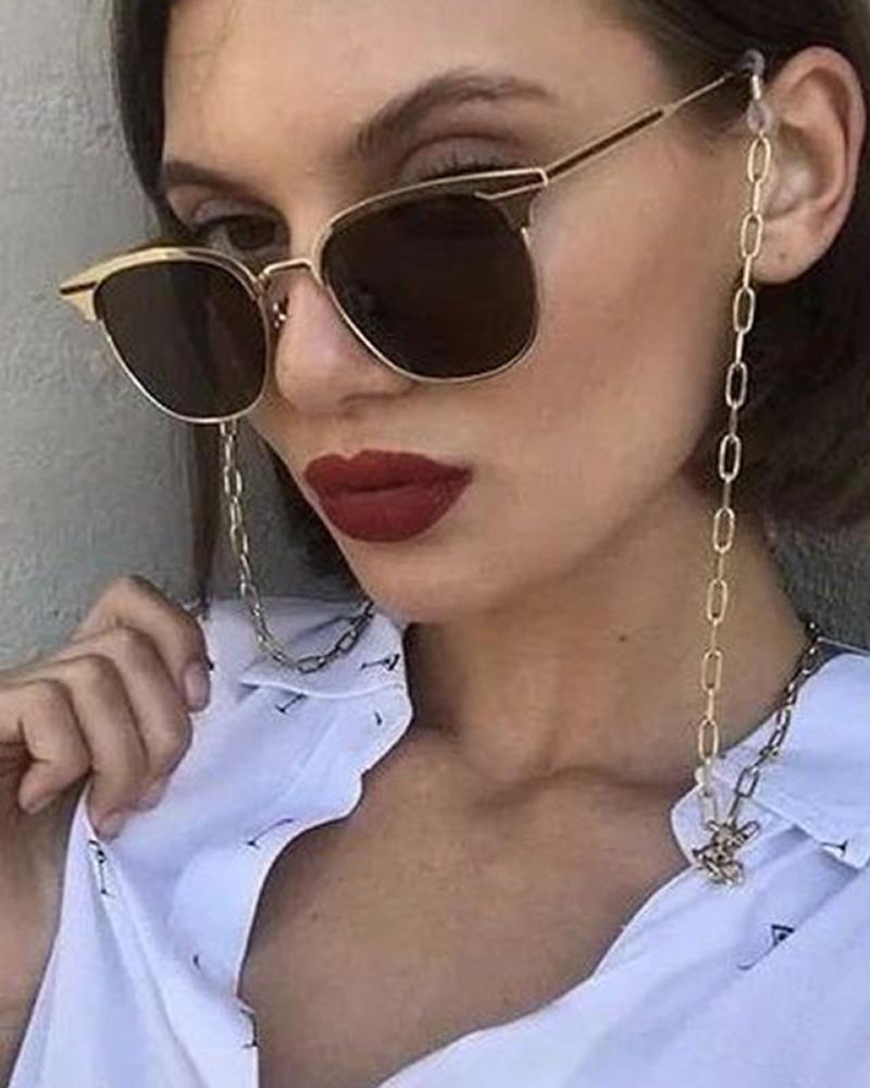 

1pcs Square Shaped Sunglasses Chain, Gold