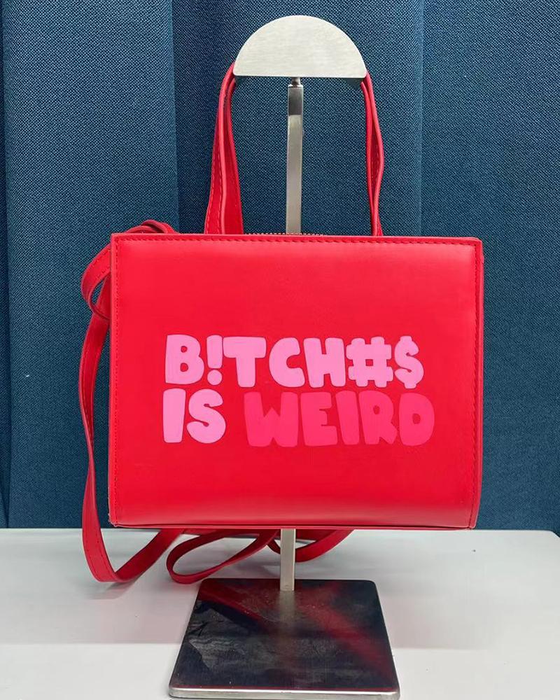 

Fashion Letter Print Tote Bag, Red