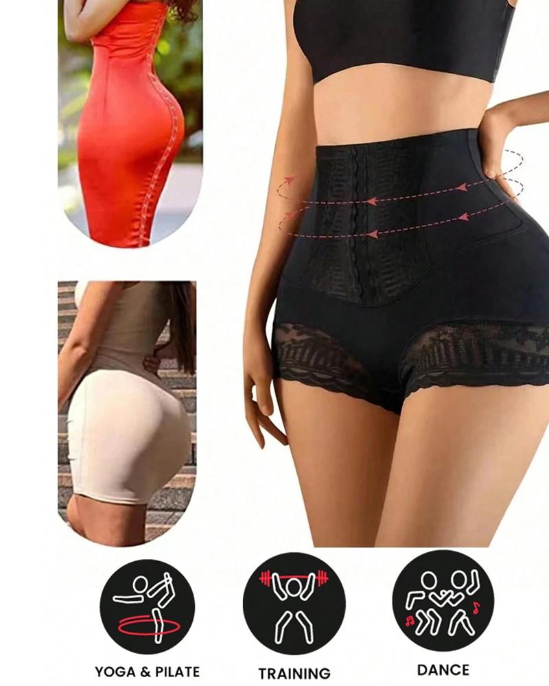 

Cintura alta sexy contraste renda shapewear sem costura bumbum levantamento calcinha barriga controle corpo shaper, Black