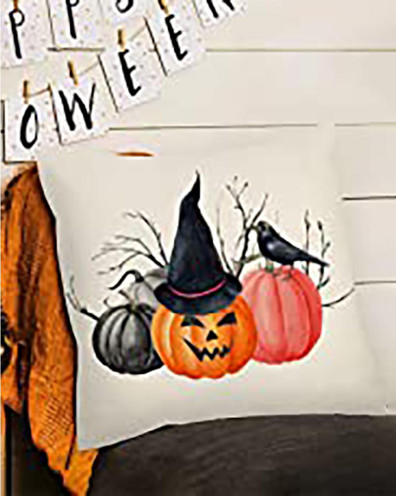 

Fall Halloween Pumpkin Pillow Covers Trick or Treat Farmhouse Home Throw Cushion Case Ornament, Style2