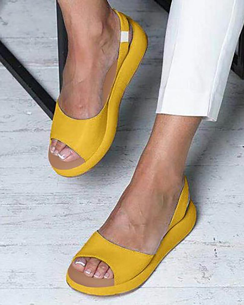 

Peep Toe Slingback Beach Sandals, Yellow