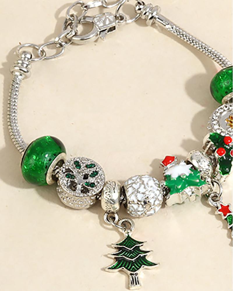 

Christmas Tree Heart Pattern Round Shaped Bracelet, Green