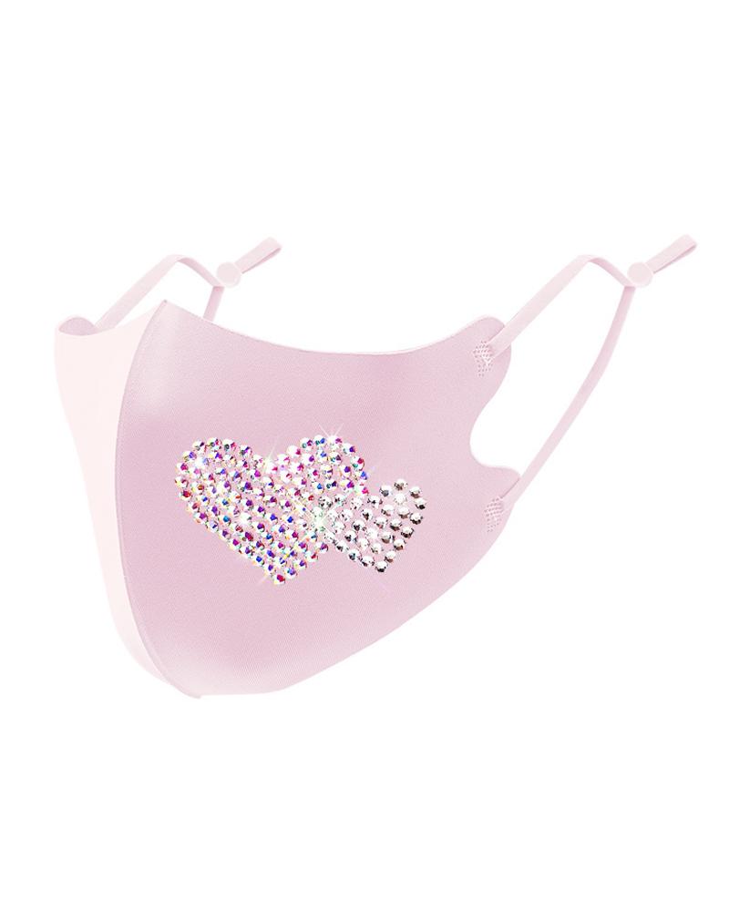 

Heart Pattern Studded Breathable Face Mask, Pink