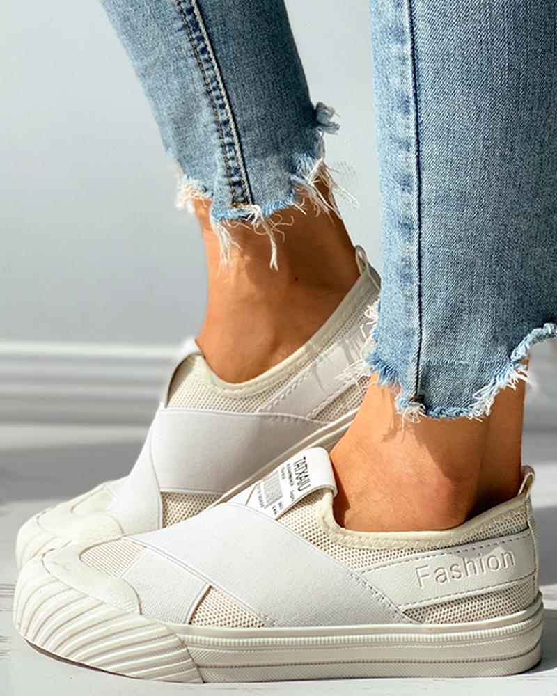 

Knit Bandage Breathable Casual Sneaker, Beige