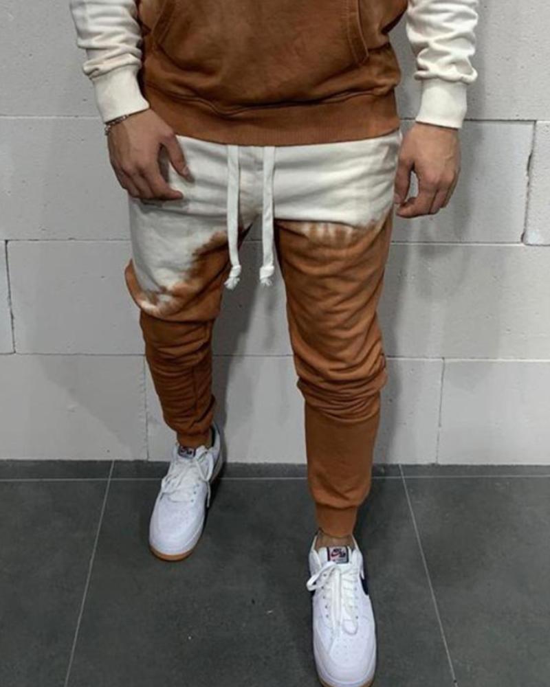 

Gradient Color Block Drawstring Jogger Pants, Khaki