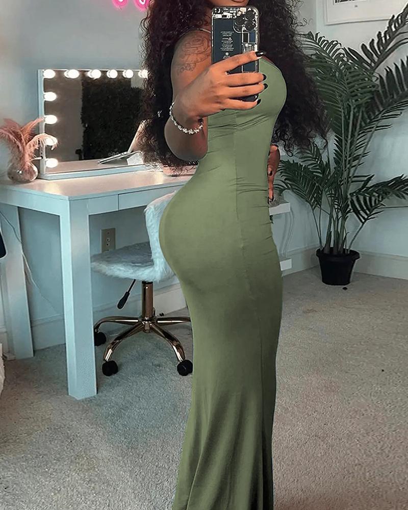 

Spaghetti Strap U-Neck Mermaid Dress, Green