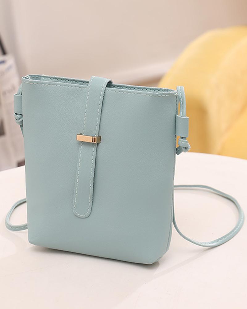 

Buckled Detail Crossbody Shoulder Bucket Bag, Turquoise blue