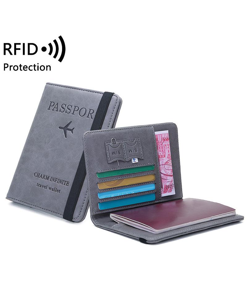 

Passport Holder Cover Wallet Card Case Travel Document Organizer, Gray