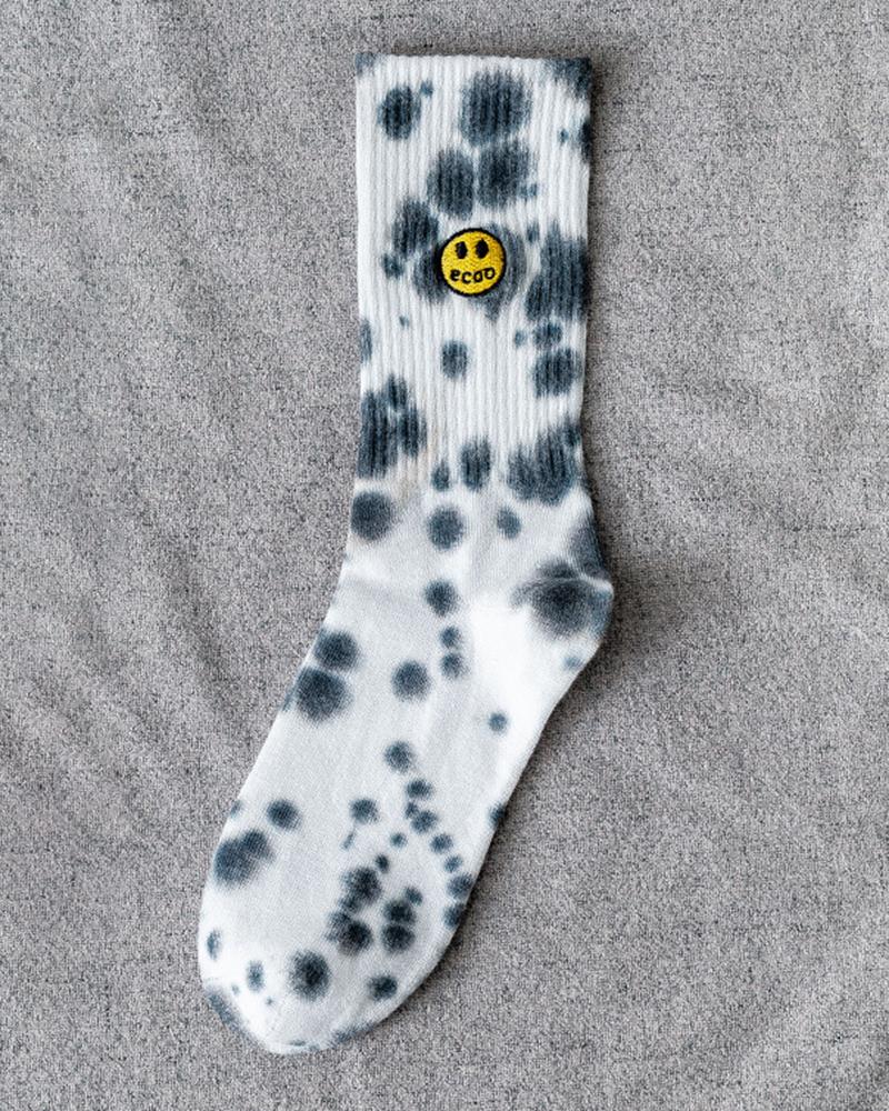 

1Pair Smile Face Pattern Tie Dye Print Socks, Style1