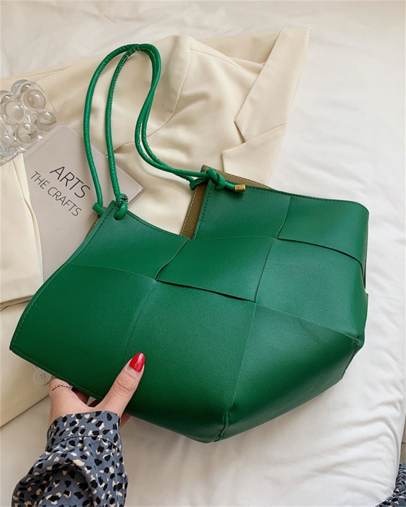 

Asymmetrical Design Tote Bag, Green