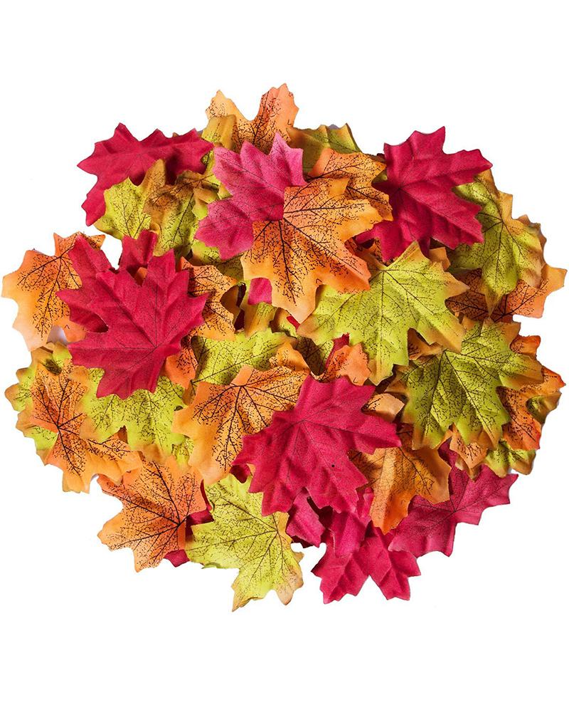 

500PCS Fall Artificial Maple Leaves Multicolored Thanksgiving Autumn Leaf Wedding Party Table Decor, Multicolor