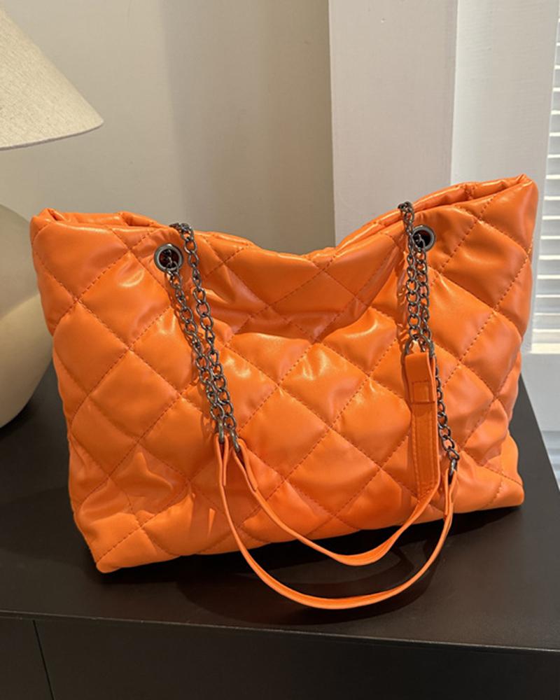 

Argyle Quilted Chain Strap Shoulder Bag, Orange