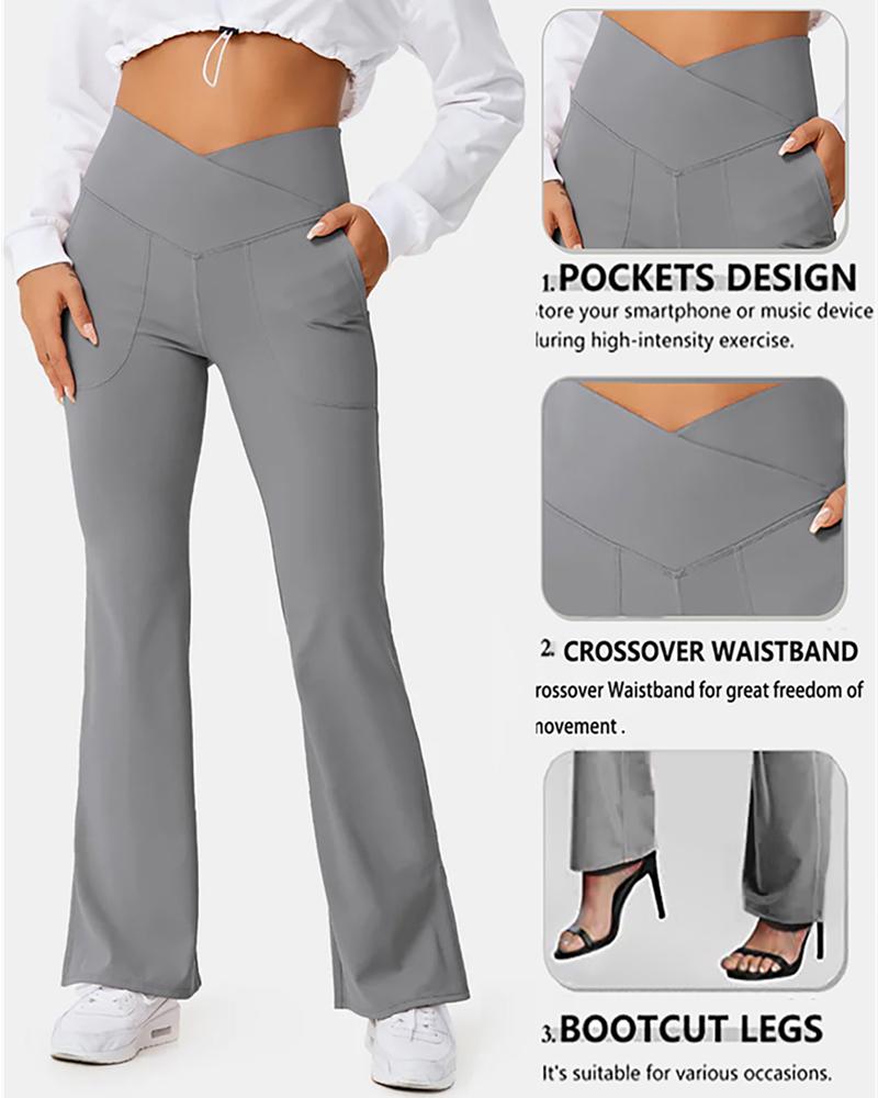 

Overlap Pocket Design Active Pants, Gray