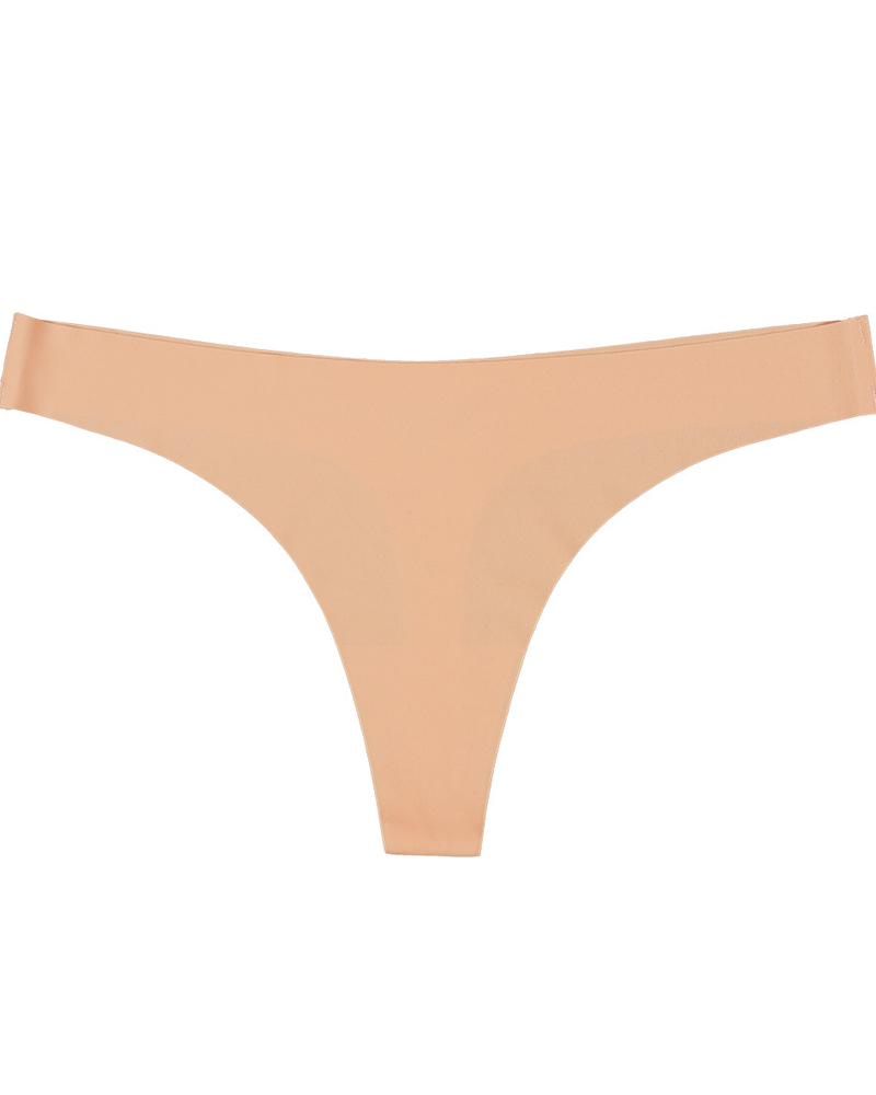 

Skinny Solid Color Low Waist Seamless Thong Panties, Pink