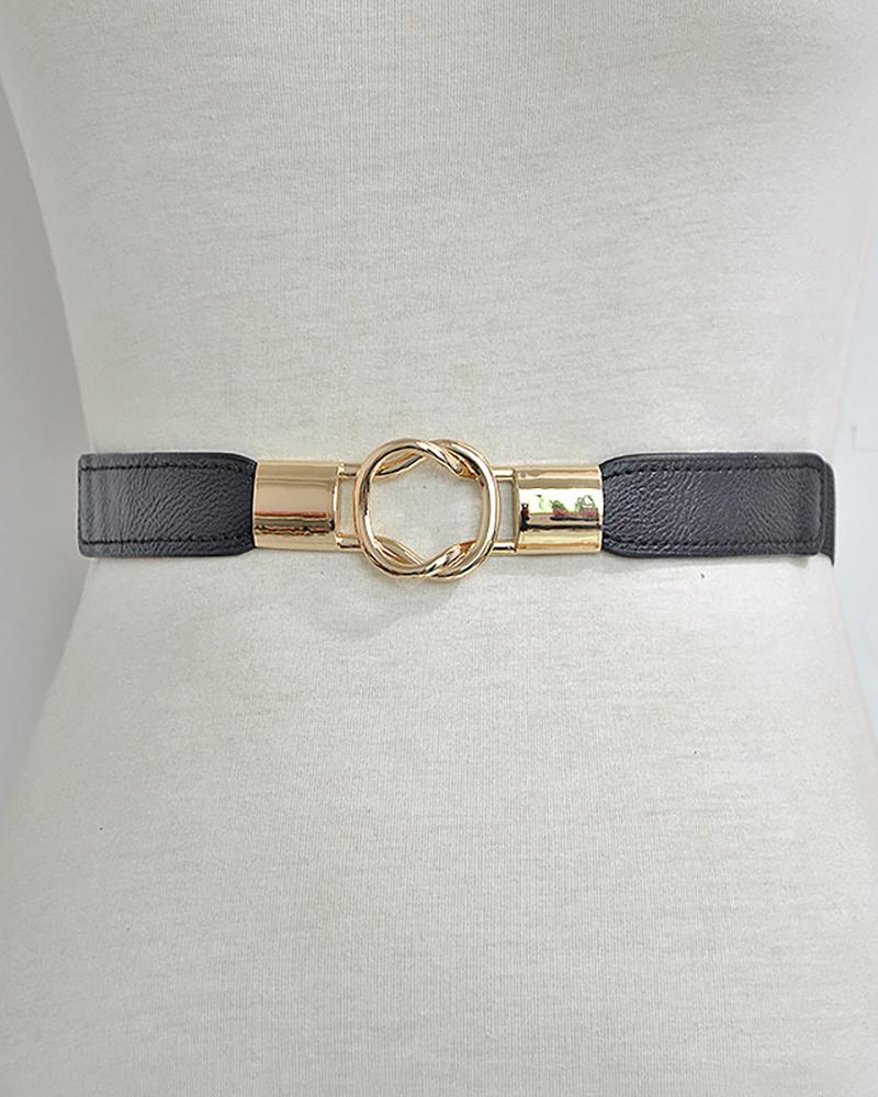 

1PCS Double O-Ring Metal Decor Elastic Belt, Black