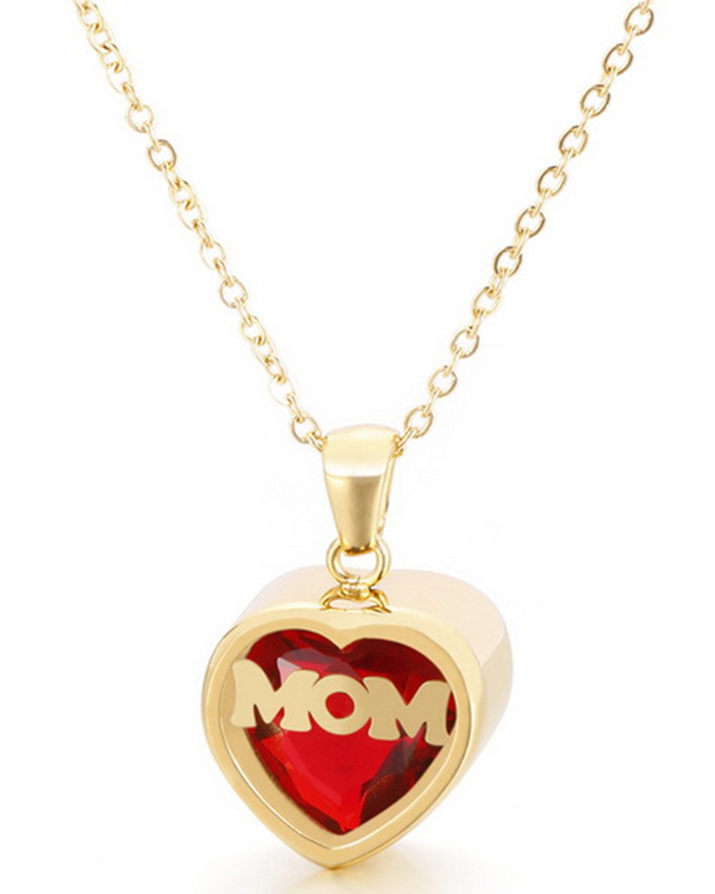 

1pc Mother's Day Crystal Stone Letter Mom Necklace, Style1