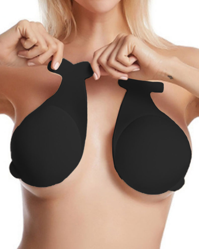 

1Pair Dolphin Shape Silicone Push Up Invisible Bra Bust Lifter Self Adhesive Nipple Covers, Black