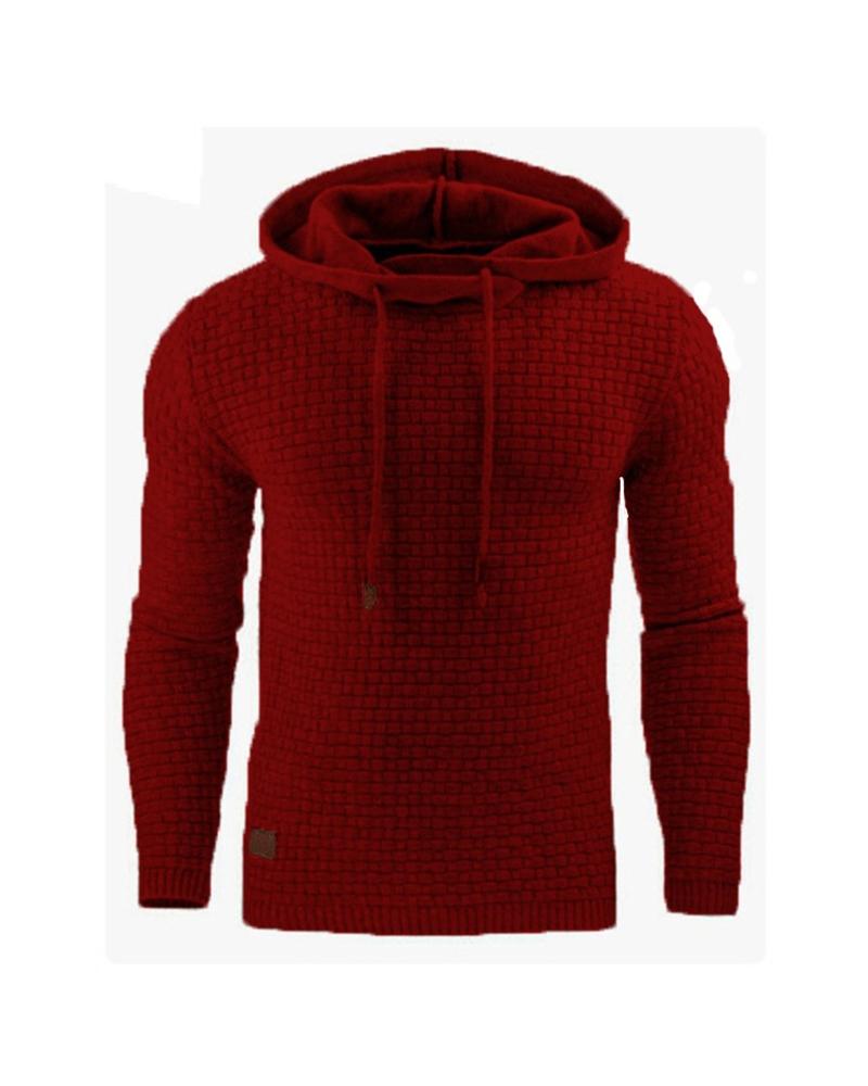 

Embossing Solid Color Long Sleeve Sweatshirt, Wine red