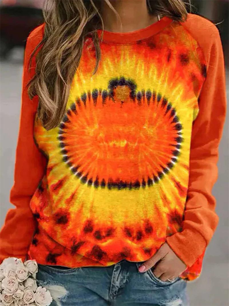 

Halloween Pumpkin Print Long Sleeve Top, Orange
