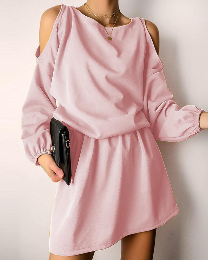 

Cold Shoulder Casual Dress, Pink